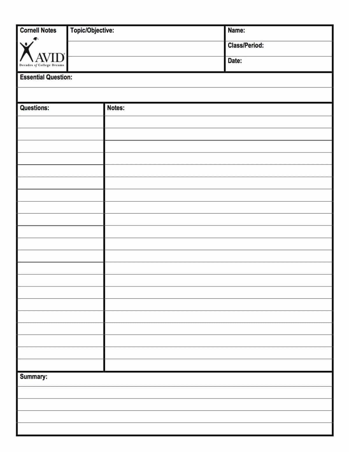 Cornell note template for mac